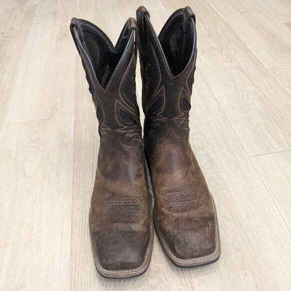 Ariat Hybrid VentTEK Western Boot Men's Sz 9.5 Distressed Tan 10031454 Square - Picture 16 of 16